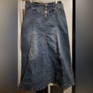 Gored Maxi Jean Skirt